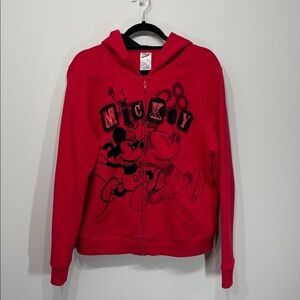 Disney Mickey Mouse Full Zip Hoodie Red/Black XL